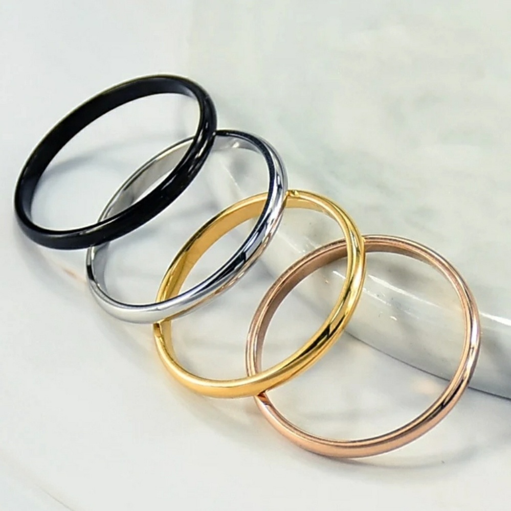 Simple Silver Tone 2mm Band Ring - Picture 4 of 4